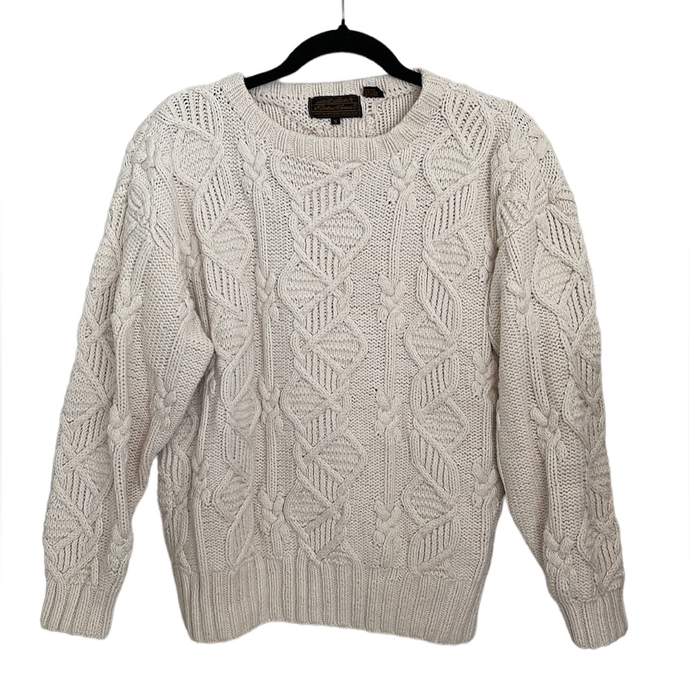 Vintage Women’s Eddie Bauer cable knit sweater made in Hong Kong